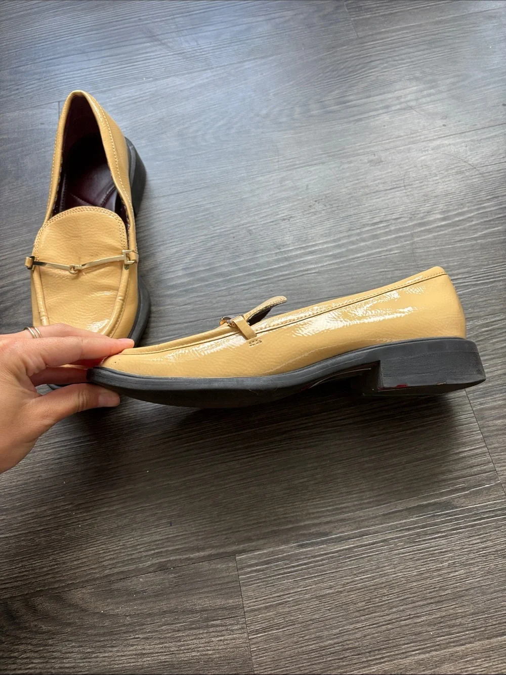 SARTO By Franco Sarto Mustard Tan Leather Loafers with Gold Bit